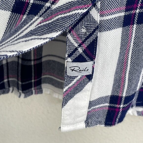 Rails Womens XL Plaid Long Sleeve Button Up Flannel Shirt Navy White Orchid Top - Picture 8 of 10